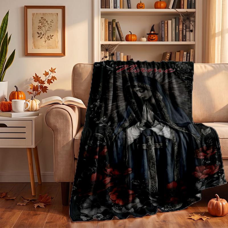 Dark Gothic Custom Flannel Blankets Soft Warm Cozy Throws for Home Decor Holiday Gifts
