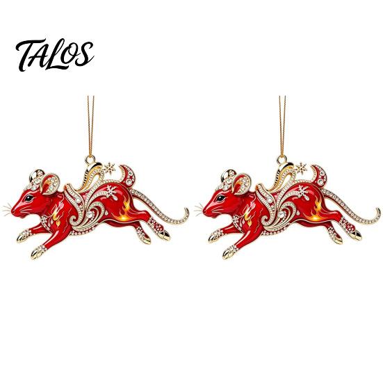 Party Ornament Supplies 2 Pcs Zodiac Animals Christmas Ornaments, 2D Acrylic Red Animal Hanging Festival Ornaments Decorations, Chinese New