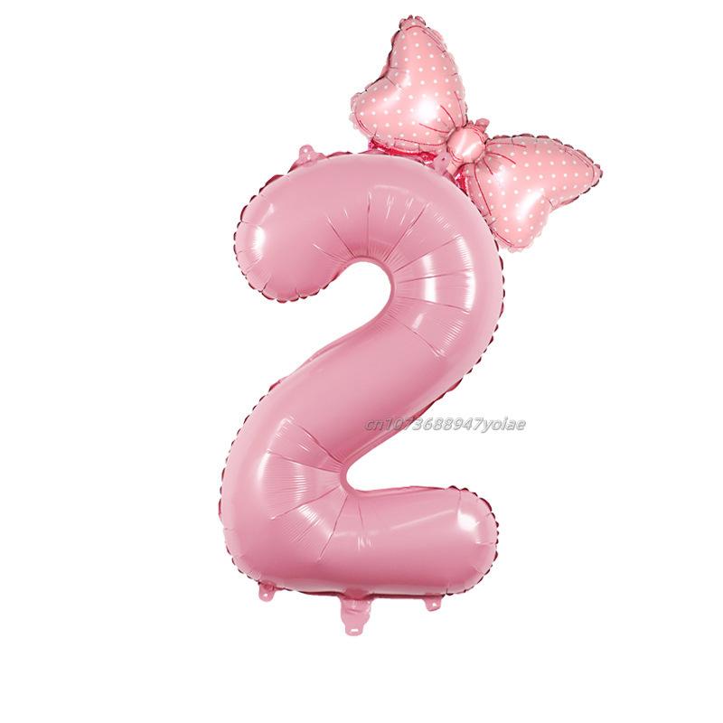 32 Inch Birthday Number Ballons New Girls Princess Birthday Pink Bownot Balloons Wedding Party Ballons Jumbo Number Balloon