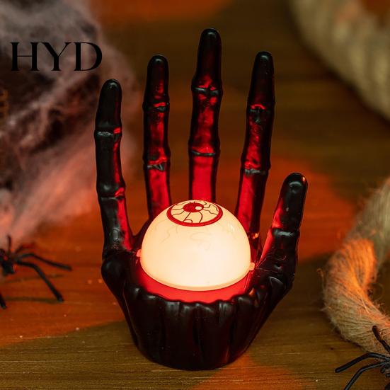 Warm LED Spooky Lamp Skeleton Hand Ghost Face Pumpkin/Scary Eyeball Night Light, Halloween Party Table Centerpiece for Home Decoration And