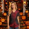 Women's V Neck Short Sleeve Work Top with Pockets Halloween Print Medical Uniform for Caregivers and Healthcare Professionals