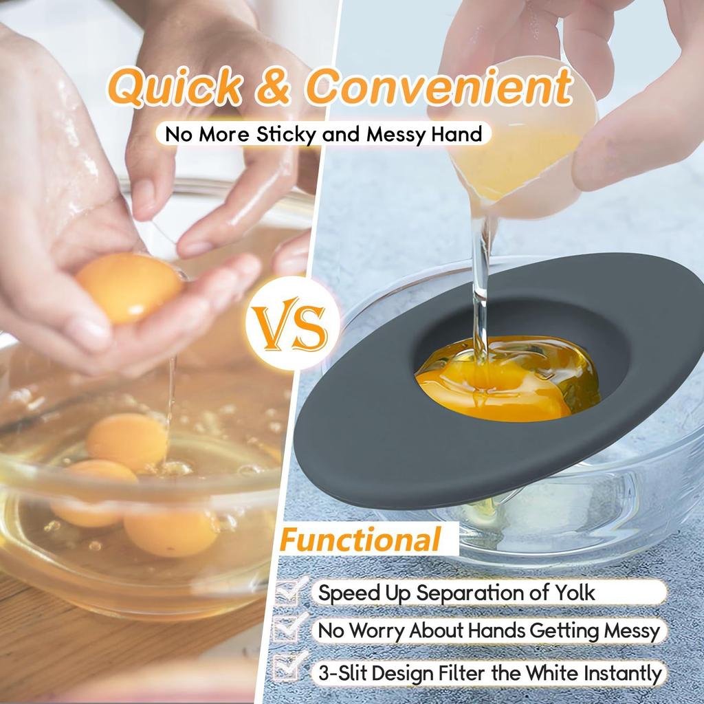 Silicone Egg Separators, Food-Silicone Egg White Separator, 3-Slit Egg White Separator From Yolk For Baking, Must-Have Egg Separator Tool