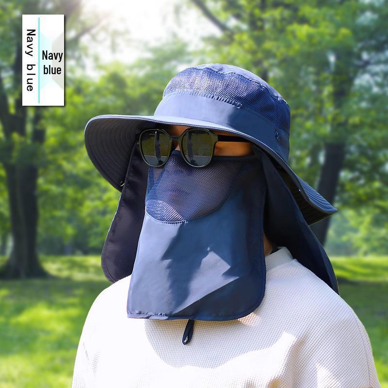 Versatile Summer Sun Hat with Large Brim and Shawl for Fishing, Mountaineering, and Sun Protection