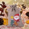 10Pcs Christmas Linen Gift Bag Santa Claus Jewelry Chocolate Candy Storage Gift Bag for Children Christmas Party