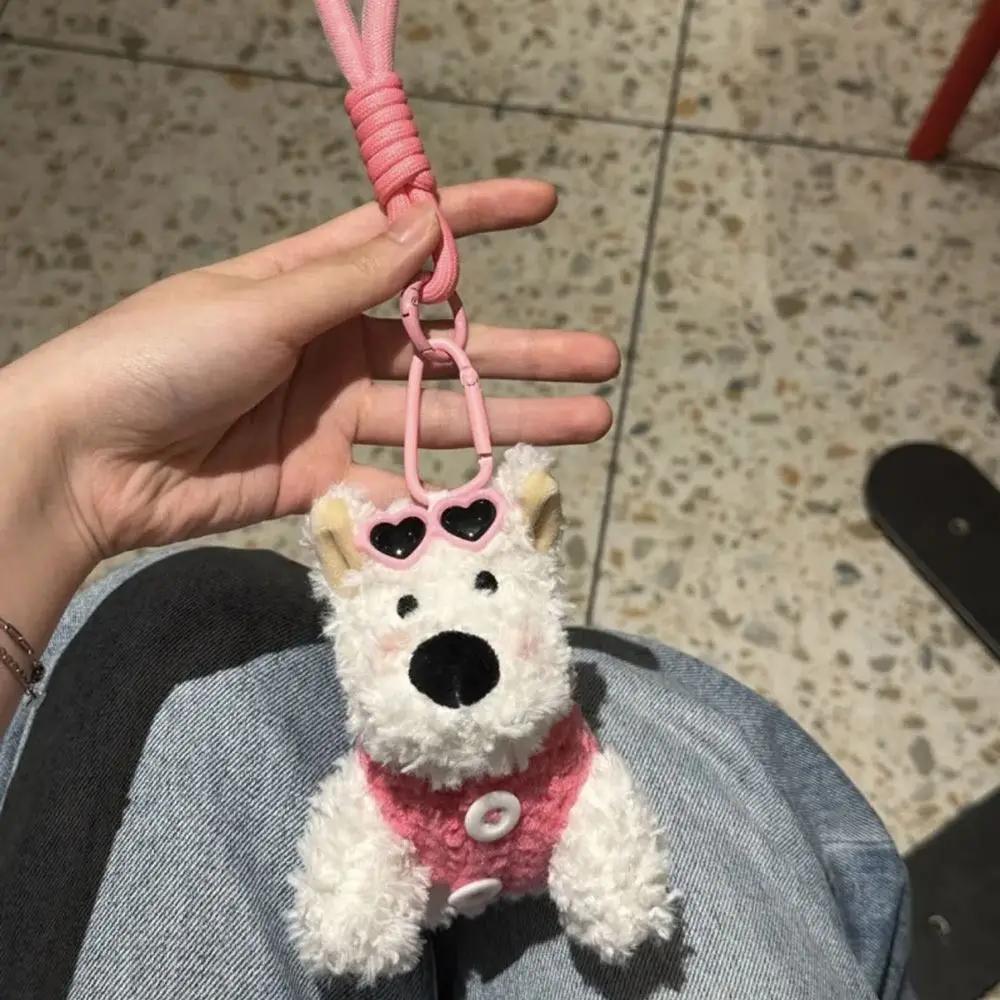 Cute Cartoon West Highland Dog Keychain  Stuffed Dolls Puppy Pendant Hanging Ornament Backpack Key Chain Bag Accessories