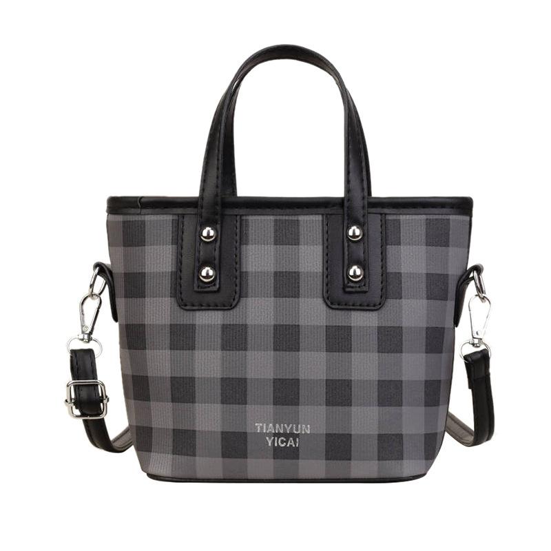 

Popular women s handheld bucket bag women s new plaid shoulder bag fashion versatile girl messenger bag women чёрный