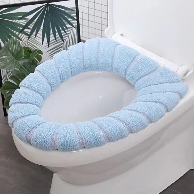1PC Waschbar Wc Sitz Abdeckung Winter Warme Badezimmer Wc Sitzkissen Closes Matte Stricken O-form Closes Wärmer fall