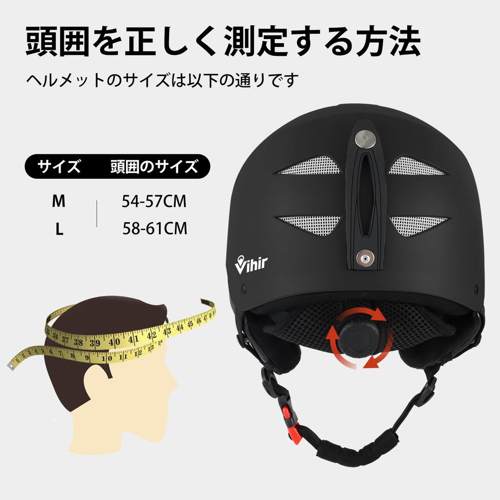 Vihir Ski Helmet for Adjustable Goggle and Audio Two Colors Snowboarding, Breathable, Warm, Size, Compatible, Unisex,