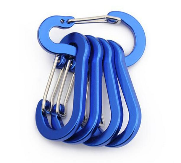 Multicolor Aluminum Alloy No. 5 Gourd-shaped Carabiner for Backpack Water Bottle with Flattened Spring Buckle