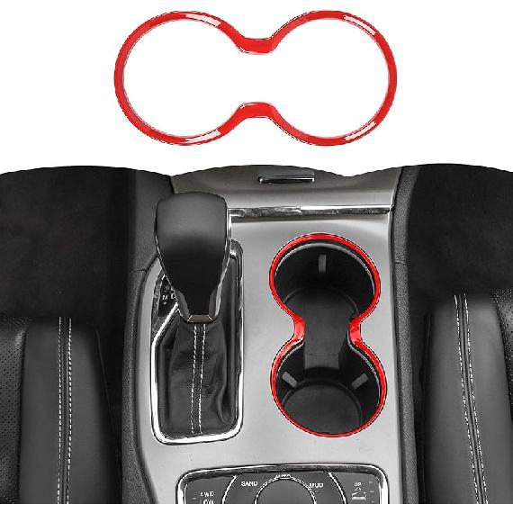 Cup Holder Trim Cover Frame Decorative Interior Accessories for Jeep Grand Cherokee 2011- (Chrome)