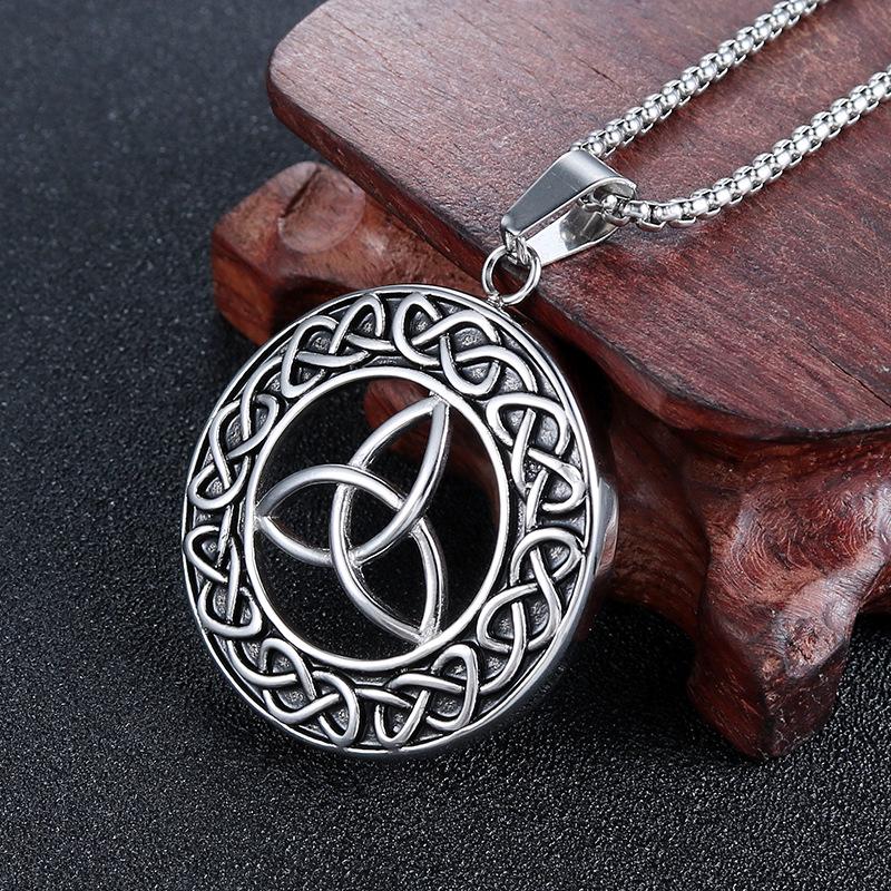 Retro Triangle Hollow Titanium Steel Pendant Necklace for Men - HC129