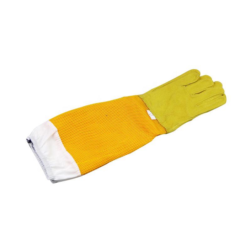 Yellow Breathable Mesh Sheepskin Beekeeping Gloves - Anti-Sting & Anti-Scratch Yellow Long Hollow Sheepskin Gloves
