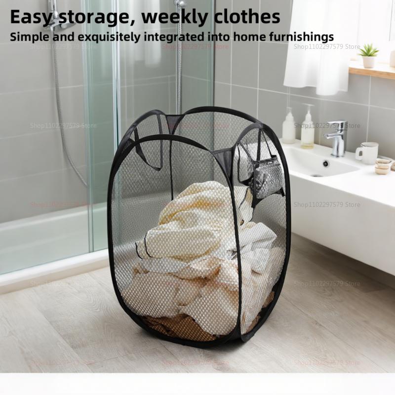 Household Storage Baskets Breathable Collapsible Mesh Pop Up Laundry Baskets Laundry Room Necessary Storage Clothes Organizers