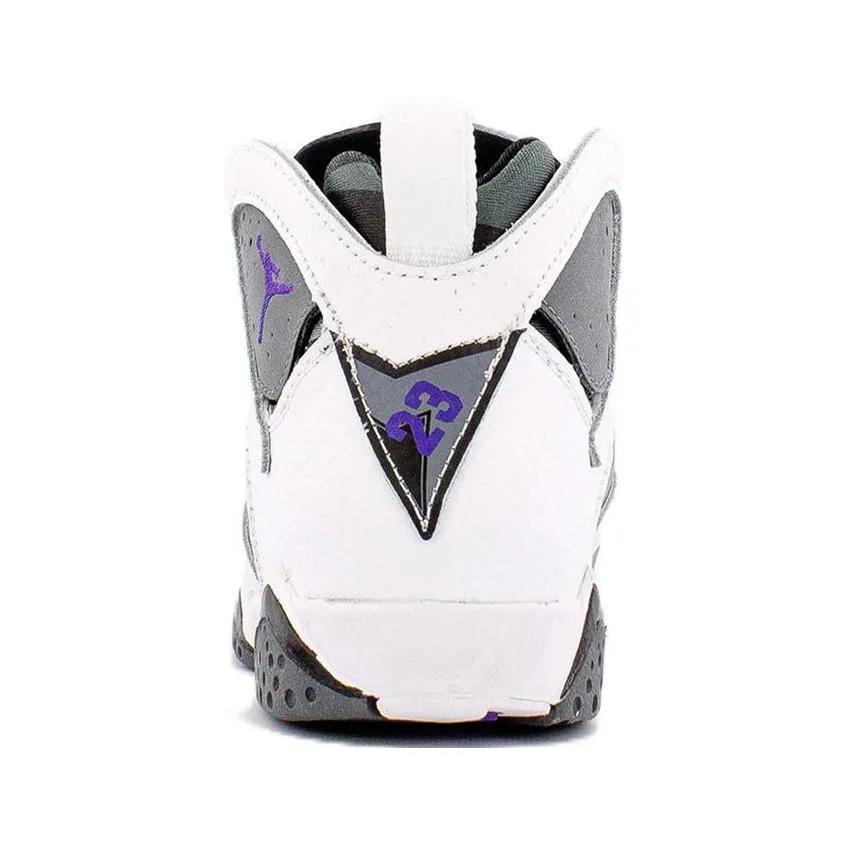Air Jordan 7 Retro PreSchool 'Flint' 2021 (Unisex) White / Flint Grey / Varsity Purple Kids' Basketball Shoes DJ2778 100