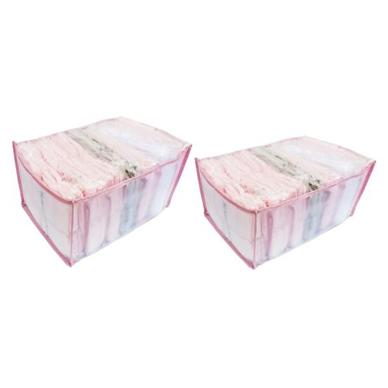 

2 шт. многоцелевой нейлоновый ящик для хранения одежды, практичный многослойный чехол для хранения одежды с визуальной поверхностью для дома розовый