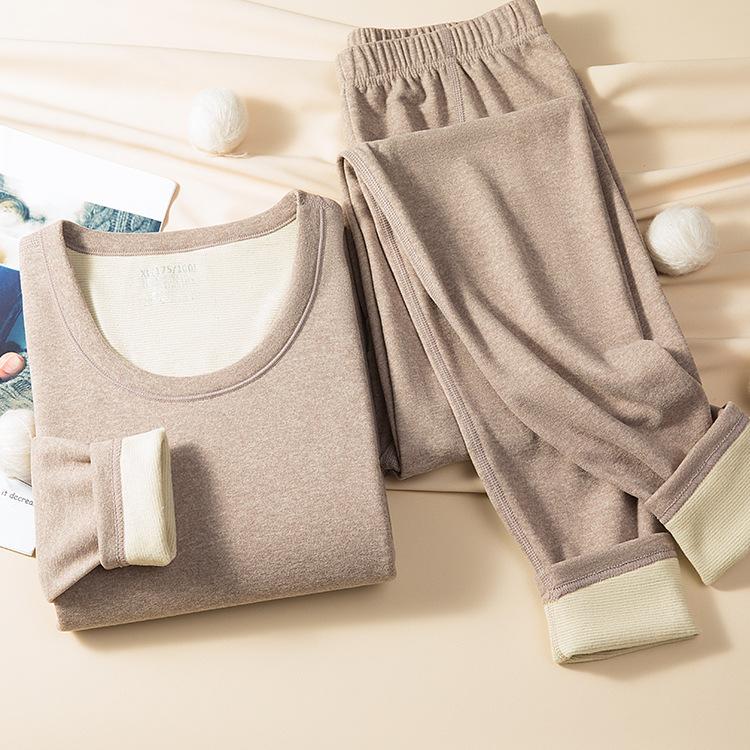 1 Stück Herbst/Winter Damen Warmes Unterwäsche-Set mit Fleece und Samt-Cardigan