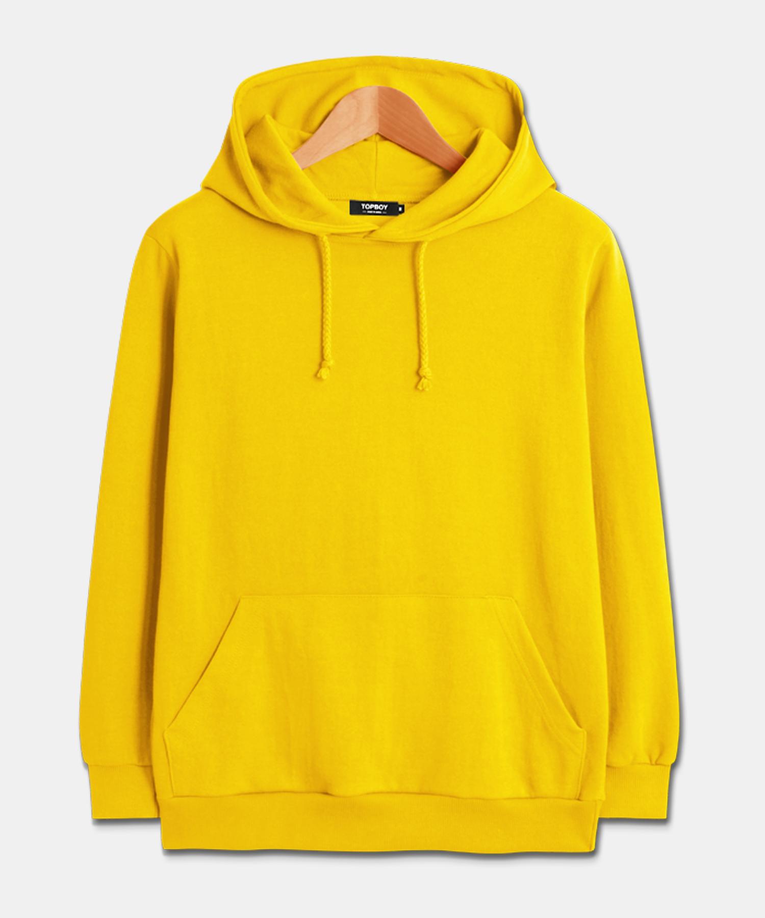Top Boy [Non-Fleece Or Fleece-Lined] Basic Standard Fit Plain Hoodie Yellow (Non-Fleece) Mht002Tb Yellow/Xl
