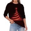 Women's Fashion Casual Christmas Print Round Neck Solid Color Long Sleeve Top