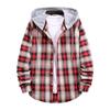 Men Casual Plaid Shirt Hooded Shirts Oversized Casual Shirt Men's Clothes European American Style Handsome Holiday Checked Shirt