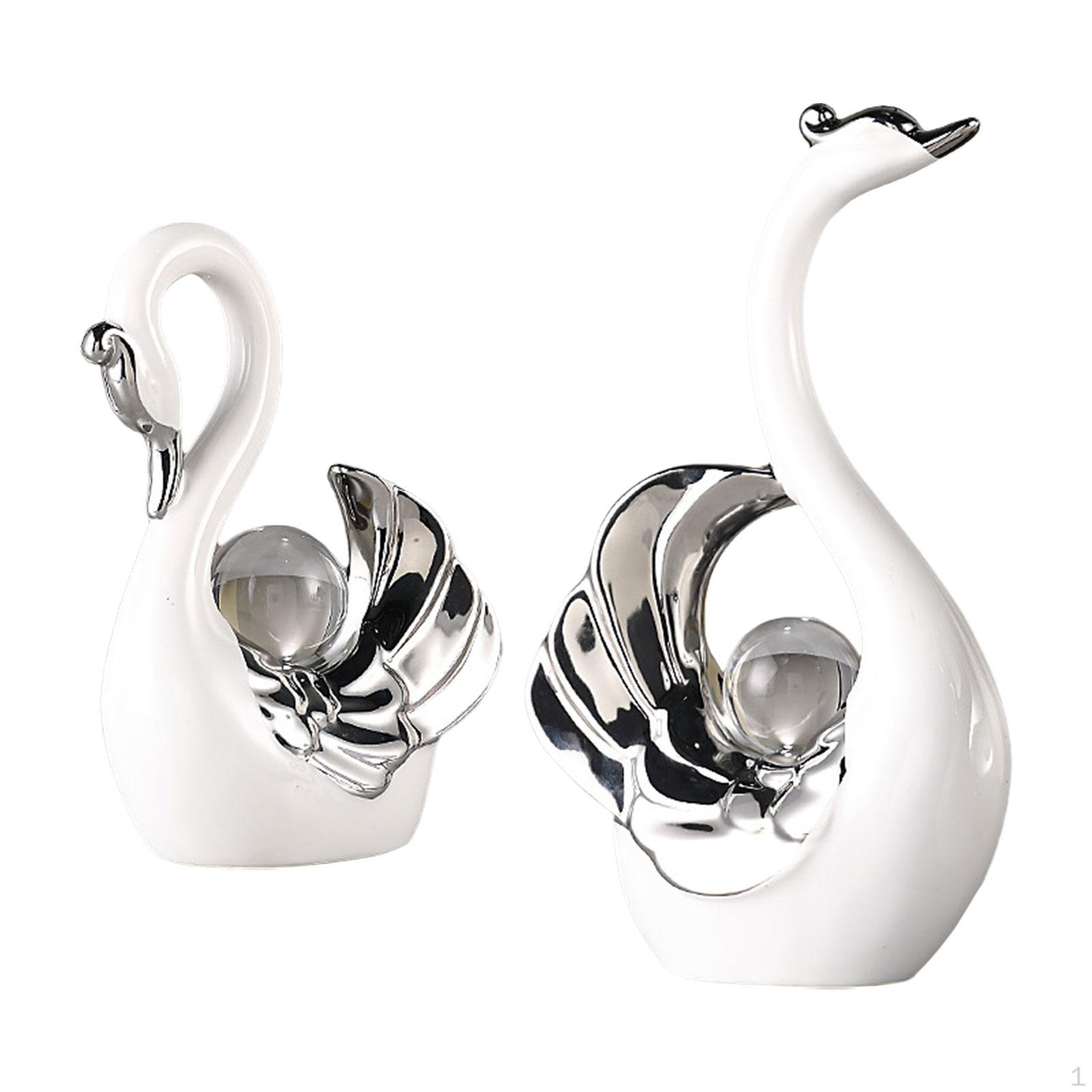 

2 шт. статуэтки лебедя для декора гостиной, керамическая статуэтка, украшение для журнального столика белый