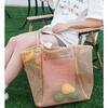 1pcs Mesh Beach Bag  Women's Shoulder Tote Bag  Large Capacity Foldable Mesh Swim Bag with Pocket Bag