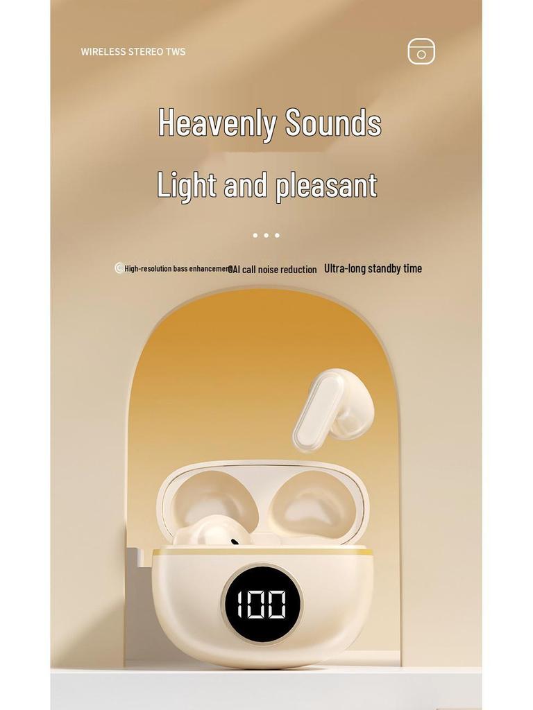 M21s Noise-Canceling Wireless Bluetooth In-Ear Headphones with Digital Display and Long Battery Life for Gaming.