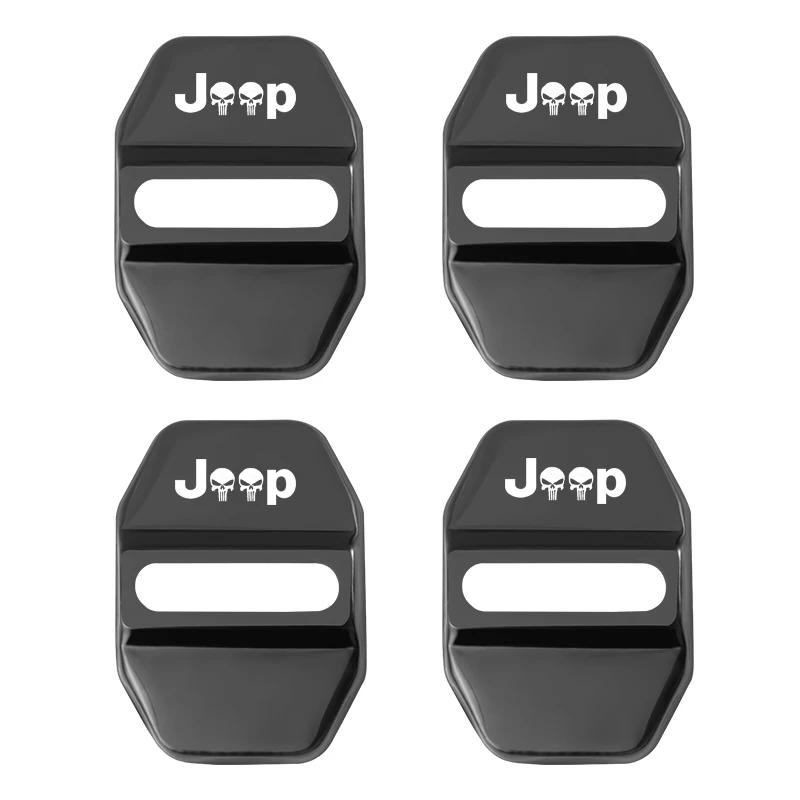 

For Jeep 4PCS Metal Car Door Lock Cover Protection Sticker For Jeep Wrangler JL JK Renegade Grand Compass Gladiator Cherokee