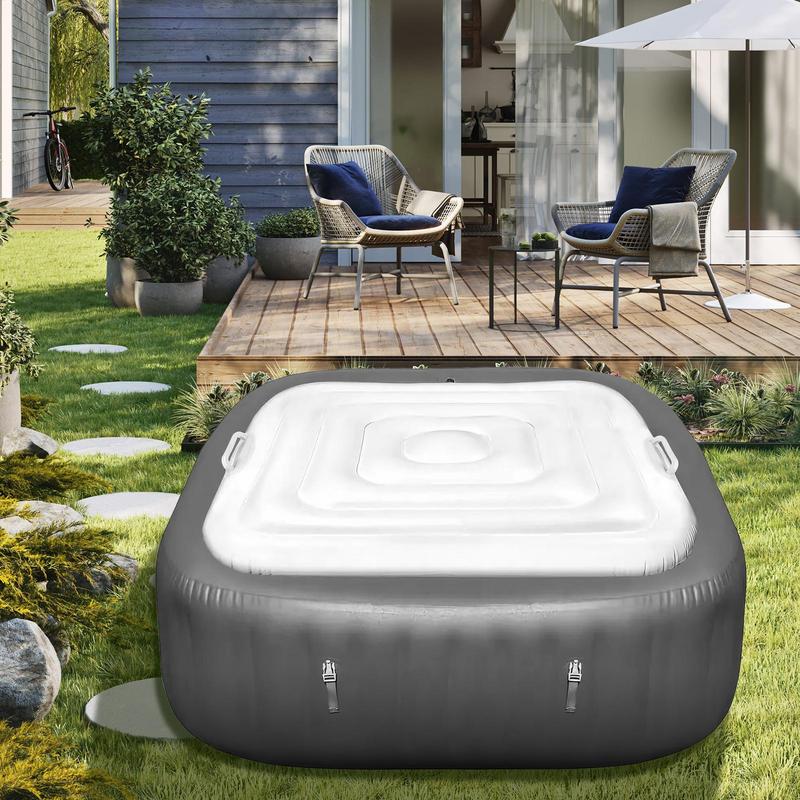 135cm Inflatable Hot Tub Cover Energy Saving Square Hot Tub Lid Outdoor Spa Pool Windproof RainThermal Cover Tub Accessories