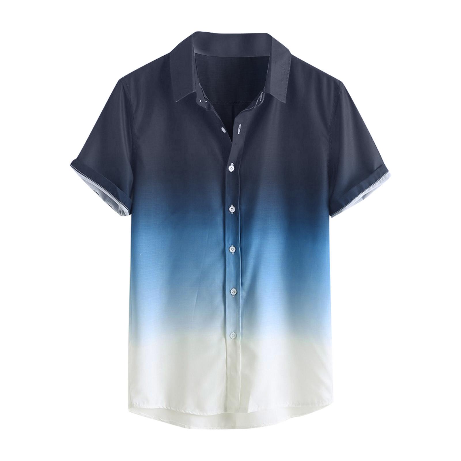 

Мужская повседневная пляжная праздничная одежда с отворотом и градиентом, мужская модная рубашка XL