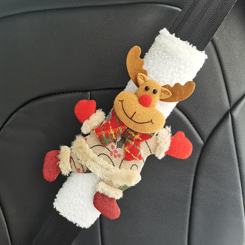 

1pc Christmas Doll Car Seat Belt Protective Cover - Cute Christmas Decoration Car Car Decoration Holiday Gift