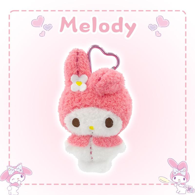 Sanrio Hello Kitty Melody Cinnamoroll Keroppi Pompom Purin Stuffed Toys Pendant Plush Toys Keyring Anime Keychain Birthday Gift