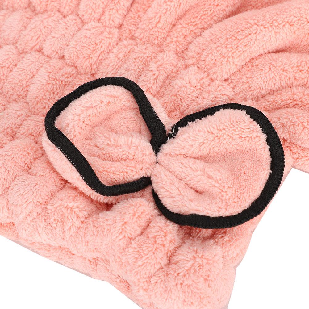 Shower Hat Bow Decoration Bathroom Hats Quick Drying Women Girls Lady Bathing Hair HatFlesh Pink
