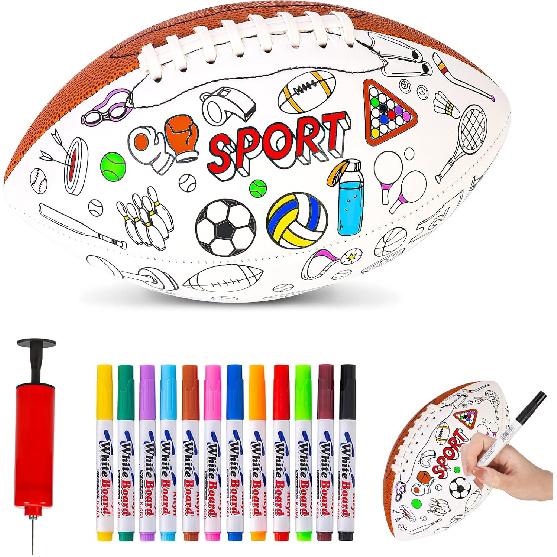 Size 6 Kids Football Custom Color Youth Football Color Your Own Footballs Includes Air Pump 12 Pcs Makers DIY Coloring Footballs Craft Gifts 10.4