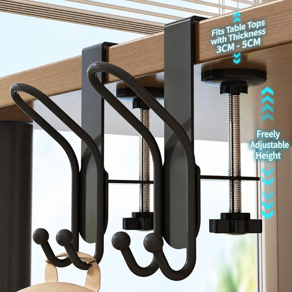 Adjustable Backpack Hook No Drill Desk Hanger Multi Functional Table Edge Hook Office