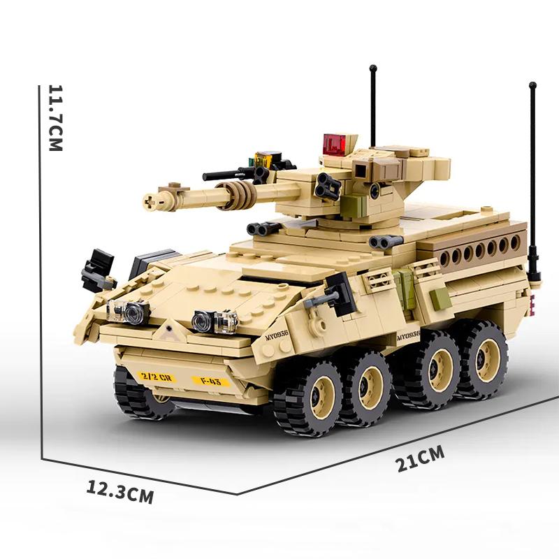 Non-Toxic Ww2 Military M1128 Mobile Gun Tank Building Blocks P-51 Fighter Bricks Puzzle Toys Soldier Armored Car Model Adult Children Gift