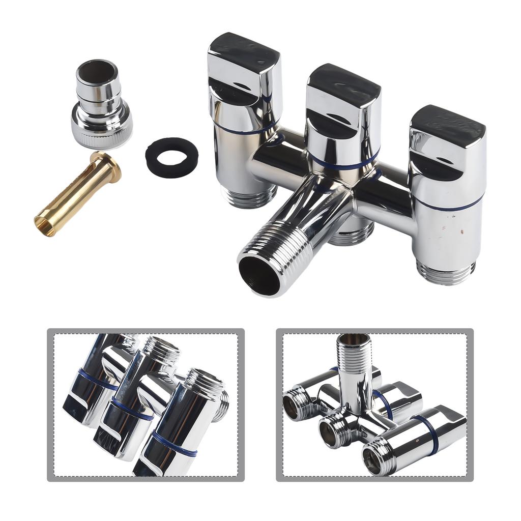 New Practical Balcony Bathroom Kitchen Faucet Tap Control Valve Valve Silver Stainless Steel 1-In-Three Black Gray
