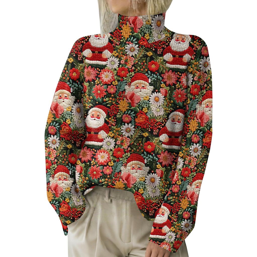 Christmas Sweatshirts For Women Knit Sweater Cute Shirt Fall Turtleneck Pullover Tops