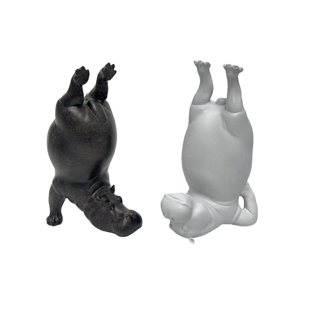 Yoga Hippo Statue Cute Hippopotamus in Meditation Pose Resin Sculpture Funny Desk Decor Unique Gift for Yoga Lovers Relief