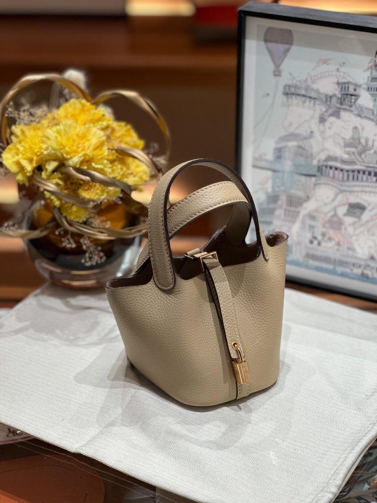 Lammwolle Mini14 Halbhandgefertigte Leder Handheld Bucket Bag Importiertes TC Rindsleder Handtrage Mode Damen Tasche