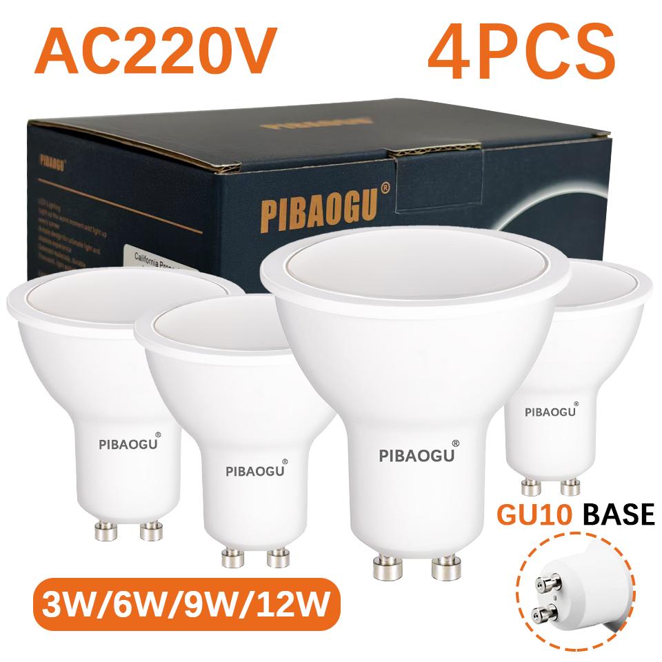 4PCS LED Lights GU10 Spot Light LED Lighting AC220V GU10 Spot Bulbs MR16 Spotlights 12W 9W 6W 3W LED Dimmable Bombillas For Home