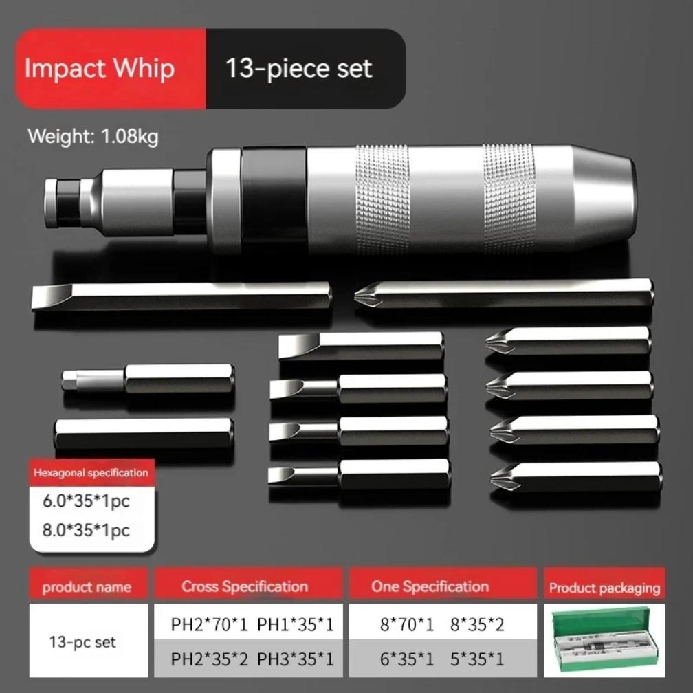 Reversible Manual Impact Driver Set (7/13 PCS) - Durable Hand Tool for Disengaging Rusted/Frozen Bolts