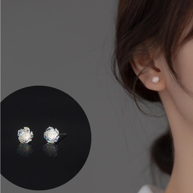 Zircon Stud Earrings - Cloud-shaped Rose Heart Earrings for Women. High-end, Versatile Ear Accessories with A Touch of Sophistication and Luxury.