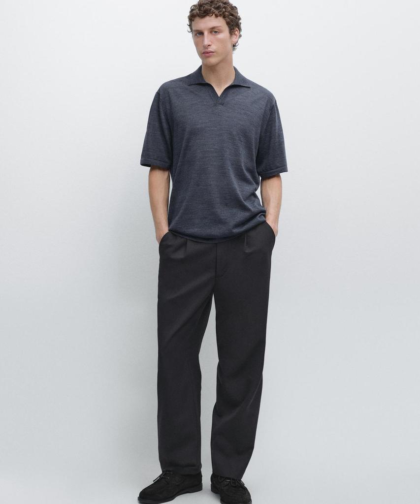 Masimodutti Knit V-Neck Polo Shirt