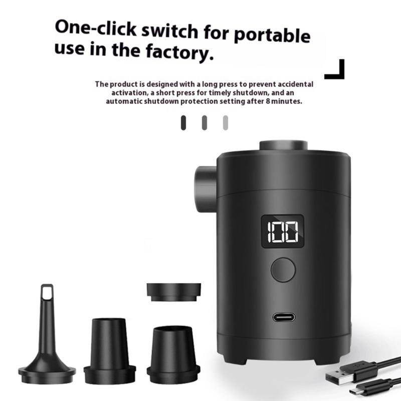Fast Charging Camping Air Pumps Portable Design Multiple Attachments Lightweight for Outdoor Inflatable Equipment