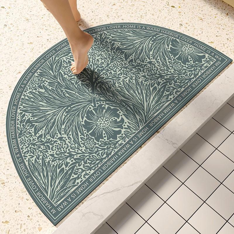Bathroom Entrance Diatom Mud Floor Mat Semi-circular Anti-slip Quick-drying Foot Mat Bathroom Toilet Door Absorbent Household Carpet
