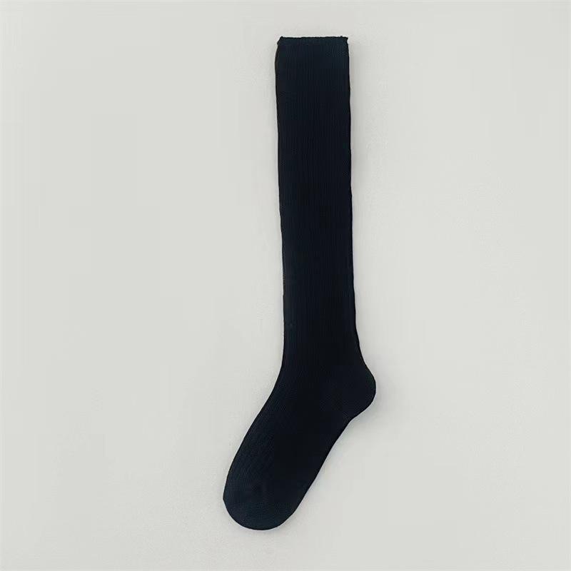 

Female Spring and Summer Solid Color Senior Thin Vertical Stripe Pile Pile Calf Socks 1 pair чорний