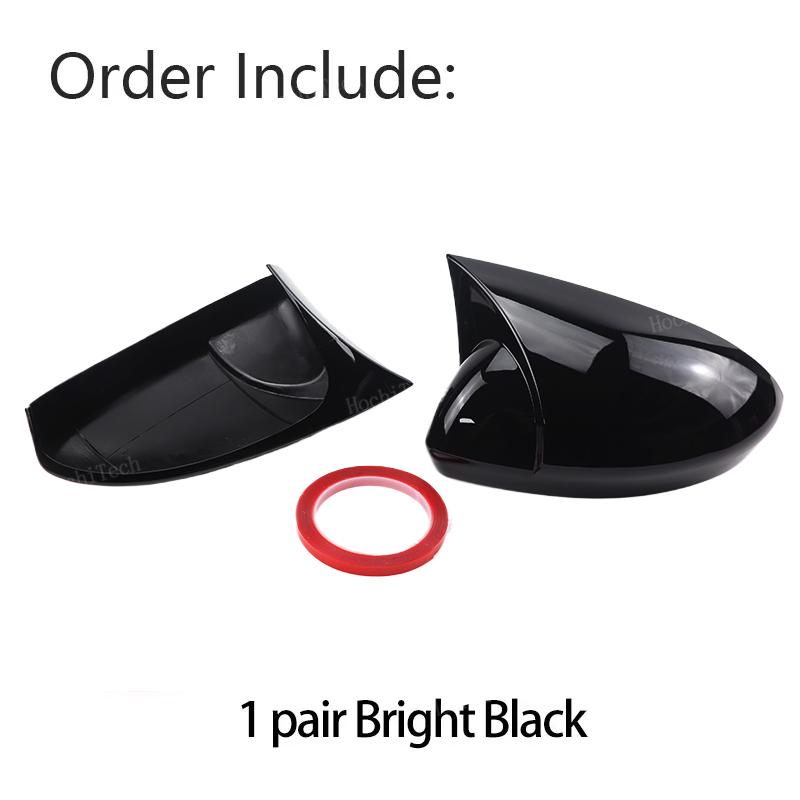 For Renault Megane 4 MK4 2016- Rear View Mirror Cover Black Horn Carbon Look Add on Side Rear View Cap Cover High Quality