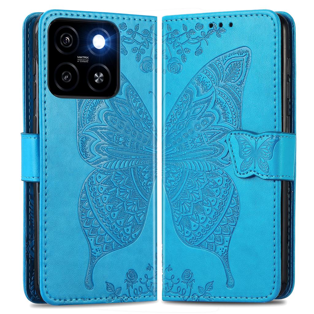 For ZTE Blade A55 Case PU Leather Wallet Phone Cover Butterfly Pattern