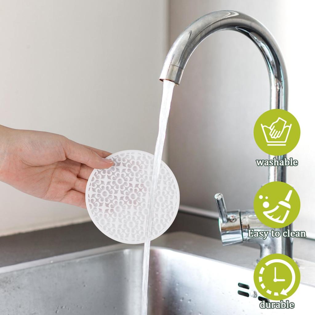 White Drink Coasters, Set of 6 Silicone Coasters, Coffee Table Coasters, Coasters for Home Office Coffee Bar Tables