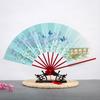Ancient Chinese Style Golden Portable Folding Fan Bamboo Ribs Japanese Decor Stage Fan Girl Hanfu Dance Performance Hand Fan
